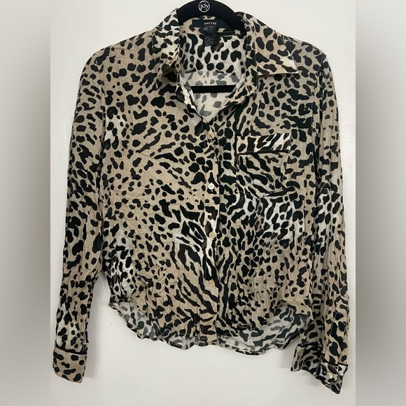 Smythe Leopard Print Button-Up Blouse Size Small - Picture 3 of 6